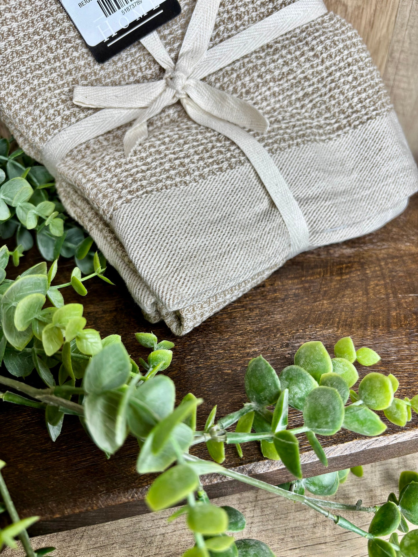 BEIGE WAFFLE TOWELS