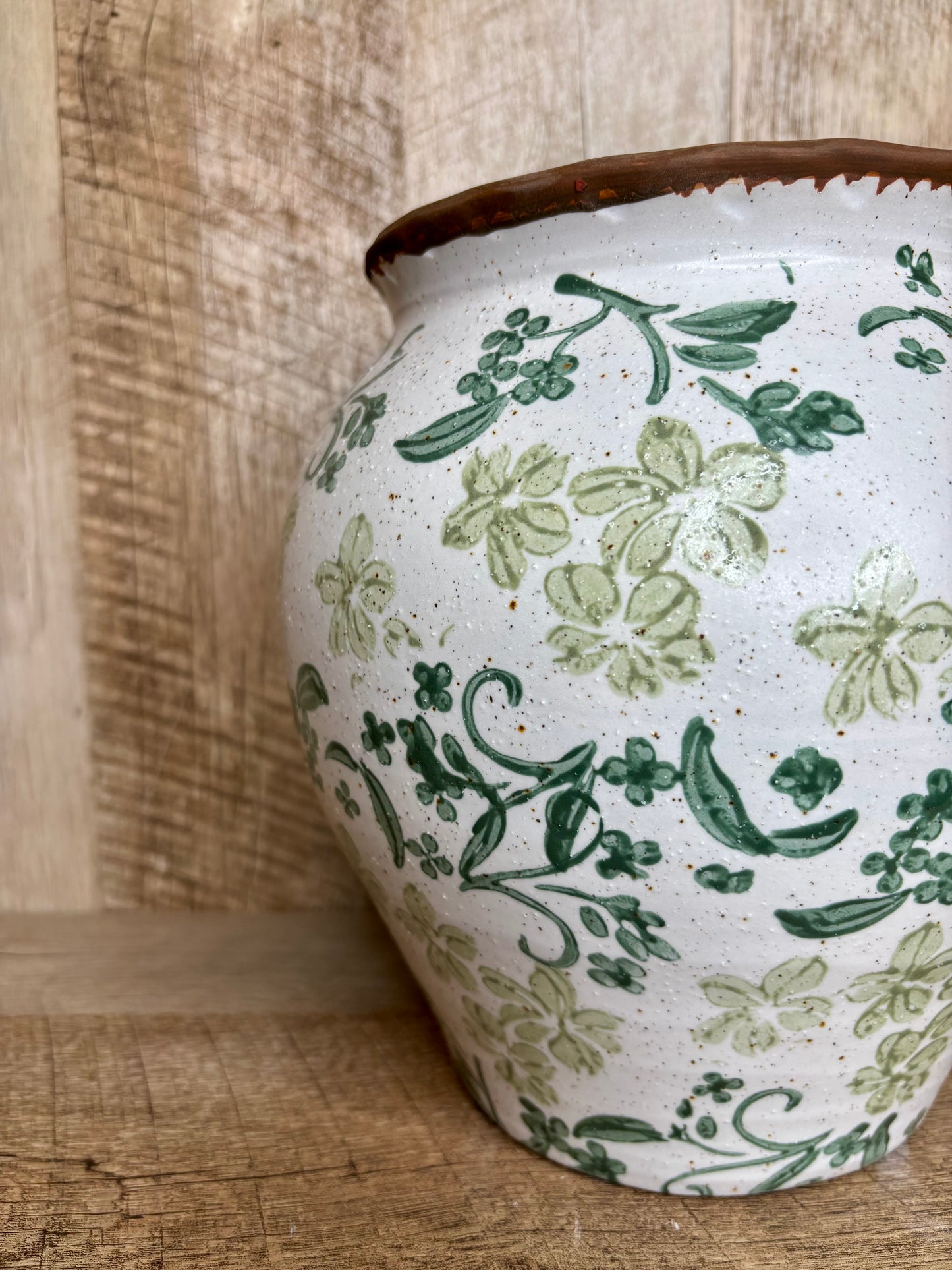 GREEN FLORAL VASE