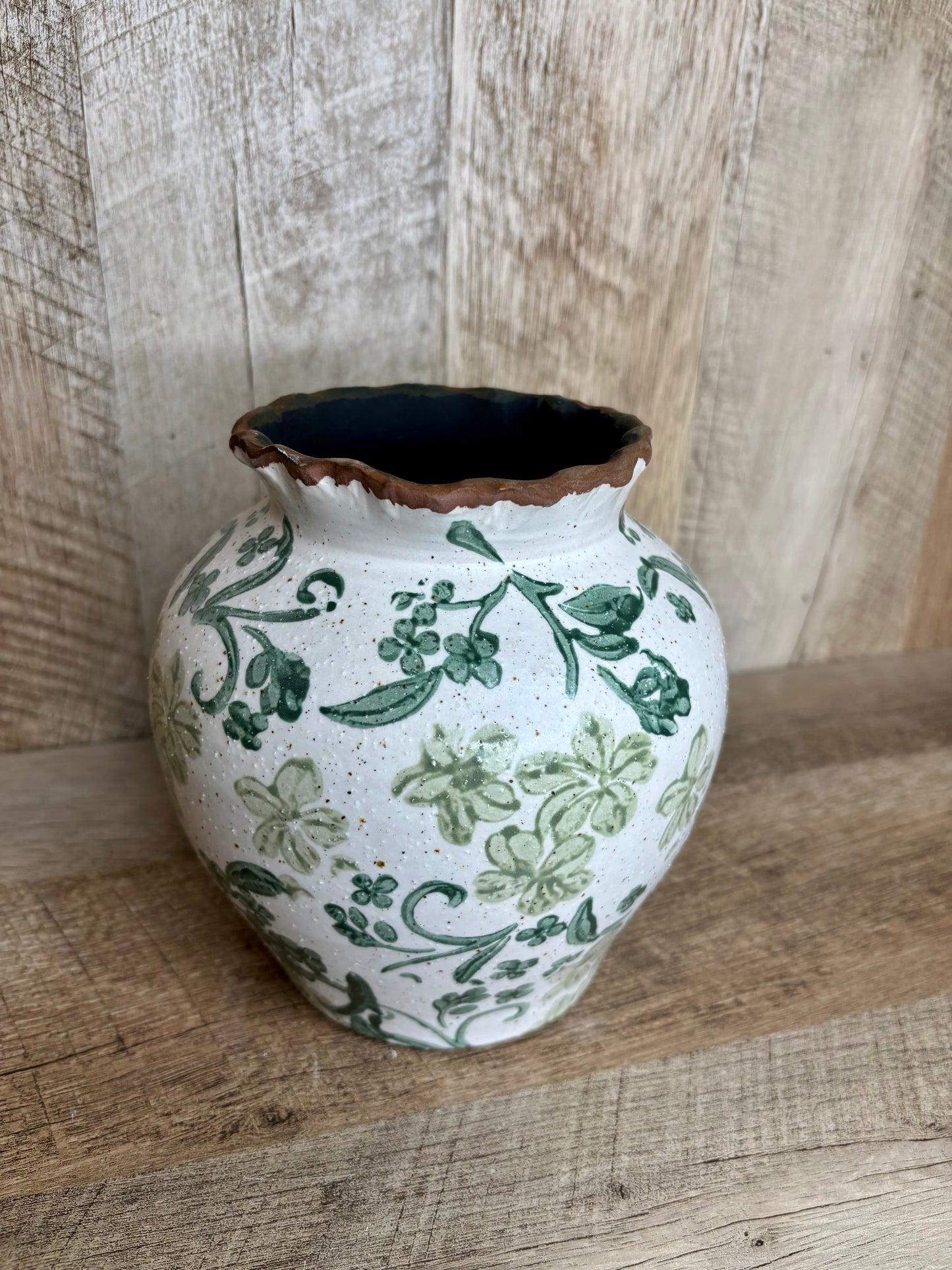 GREEN FLORAL VASE