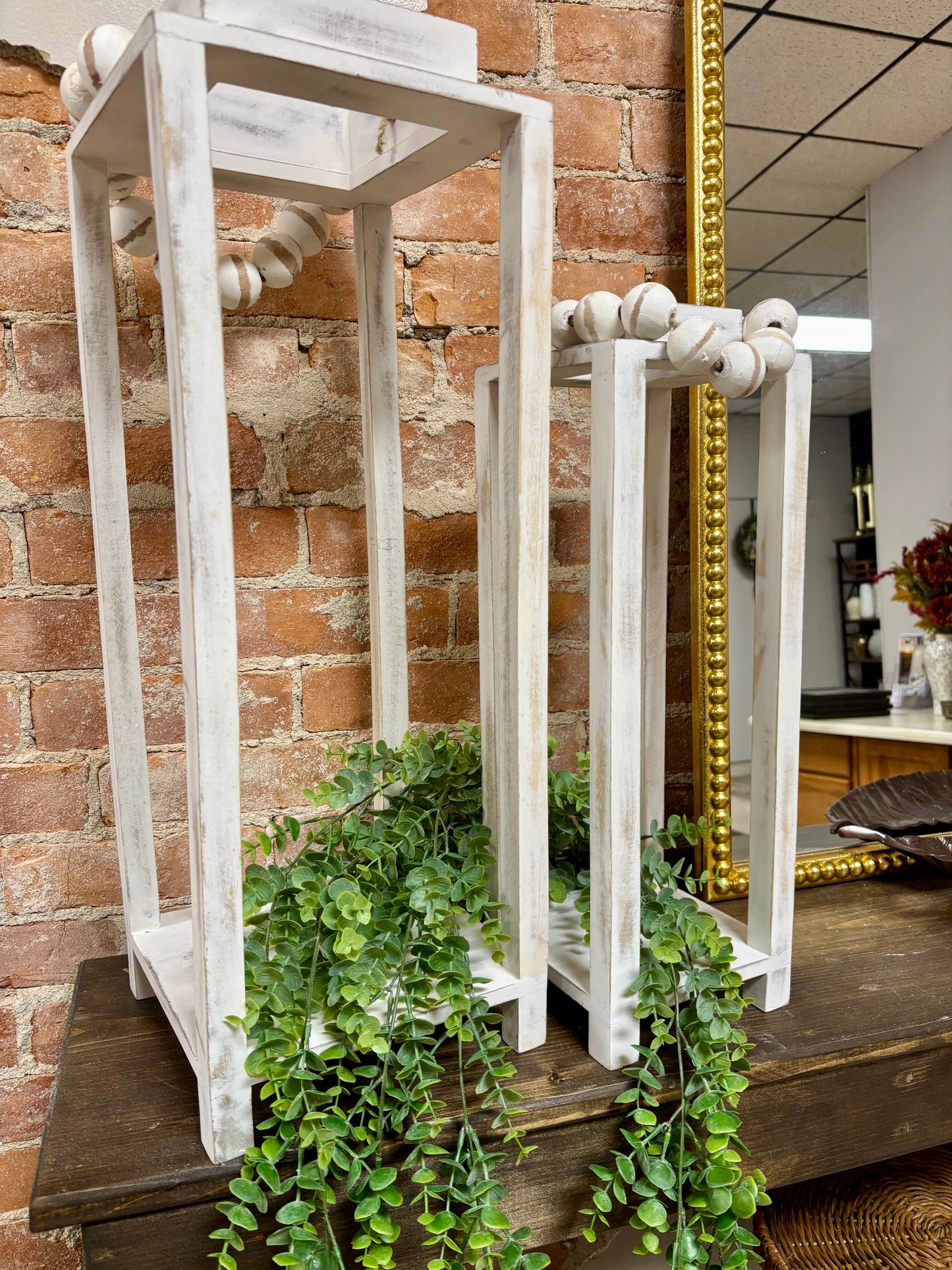 White Beaded Handle Lantern