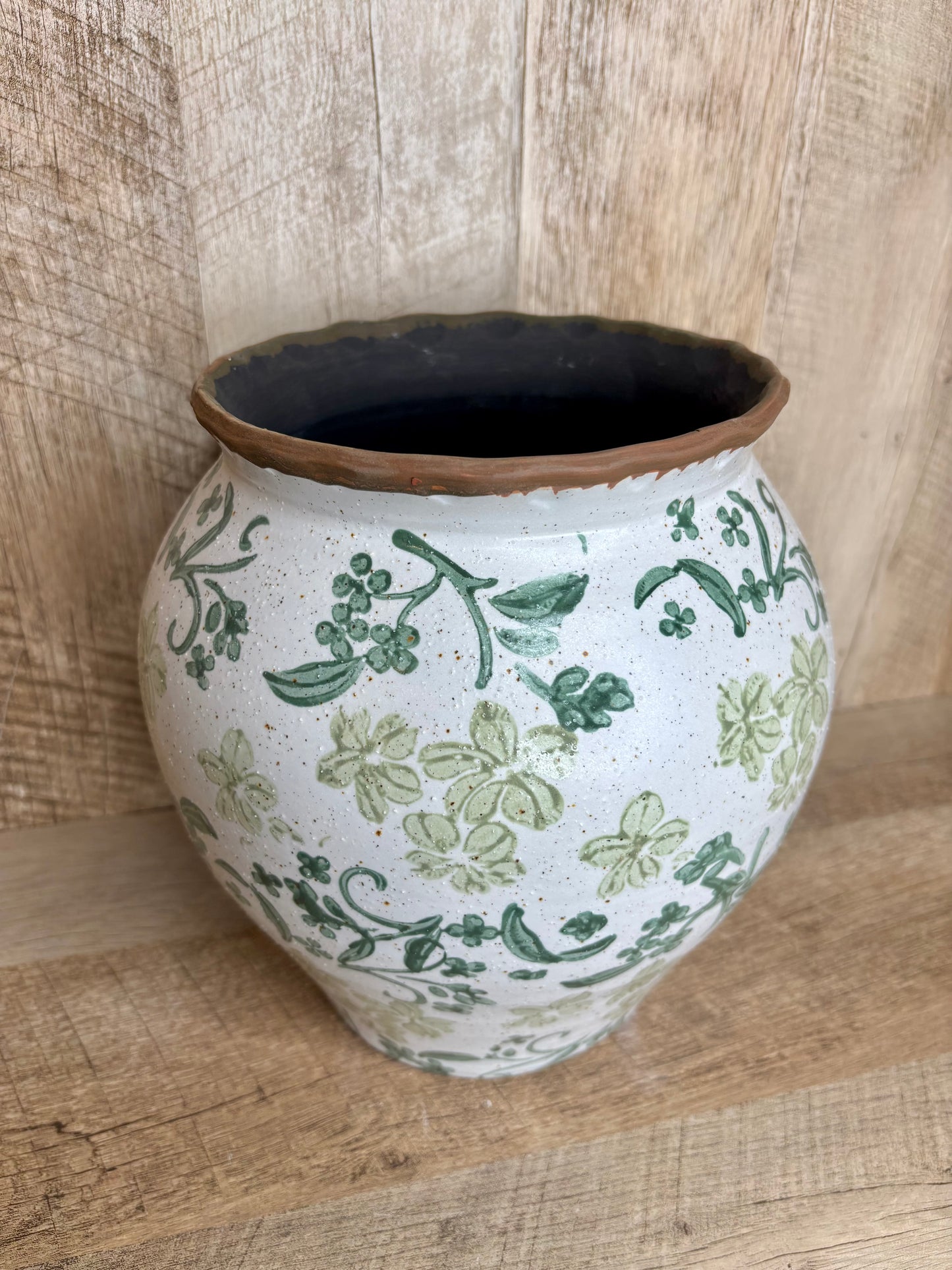 GREEN FLORAL VASE
