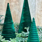 S/3 EMERALD VELVET CONE TREES