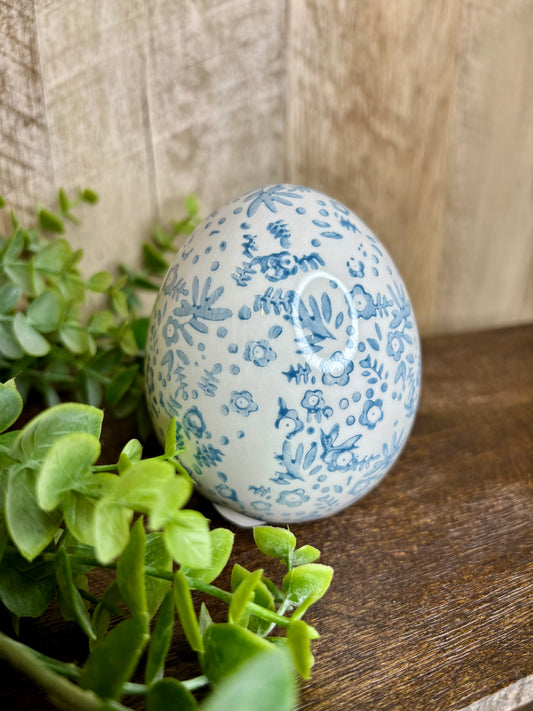 BLUE FLORAL DOLOMITE EGG