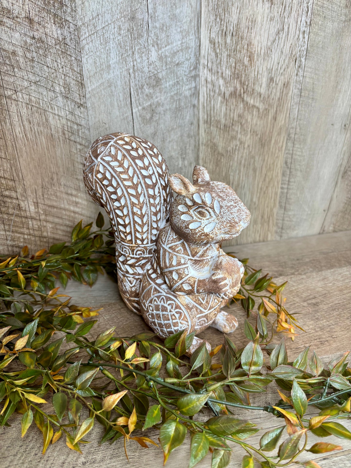 Carved Geo Pattern Squirrel