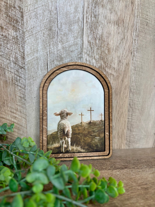 3 Crosses Lamb Framed Art
