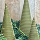 S/3 SAGE VELVET CONE TREES