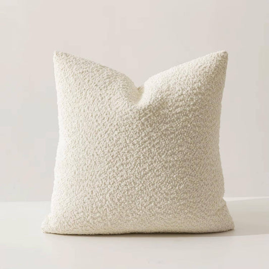 Ivory Textured Bouclé-Style 18" Throw Pillow