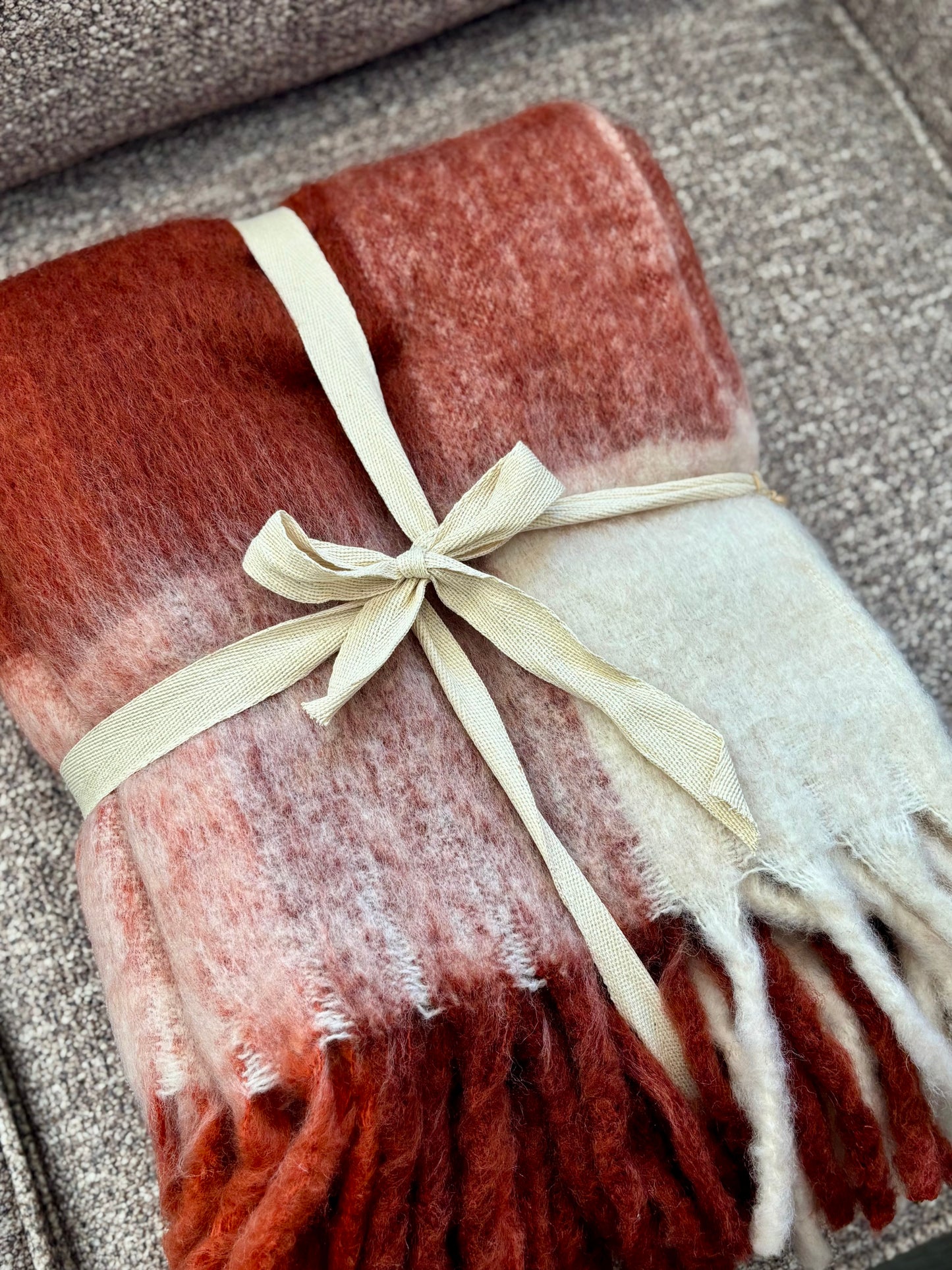 Rust Color Block Throw