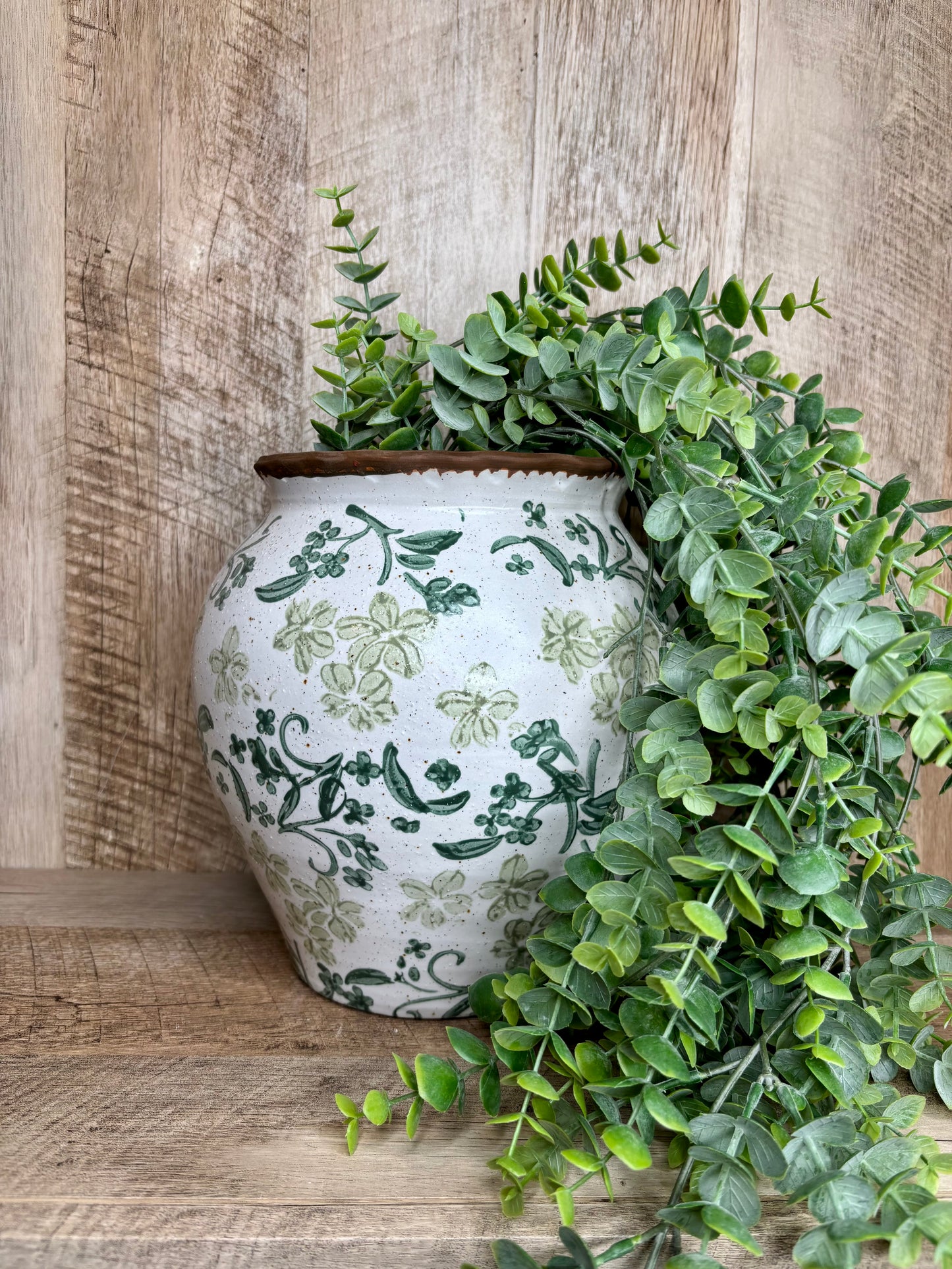 GREEN FLORAL VASE