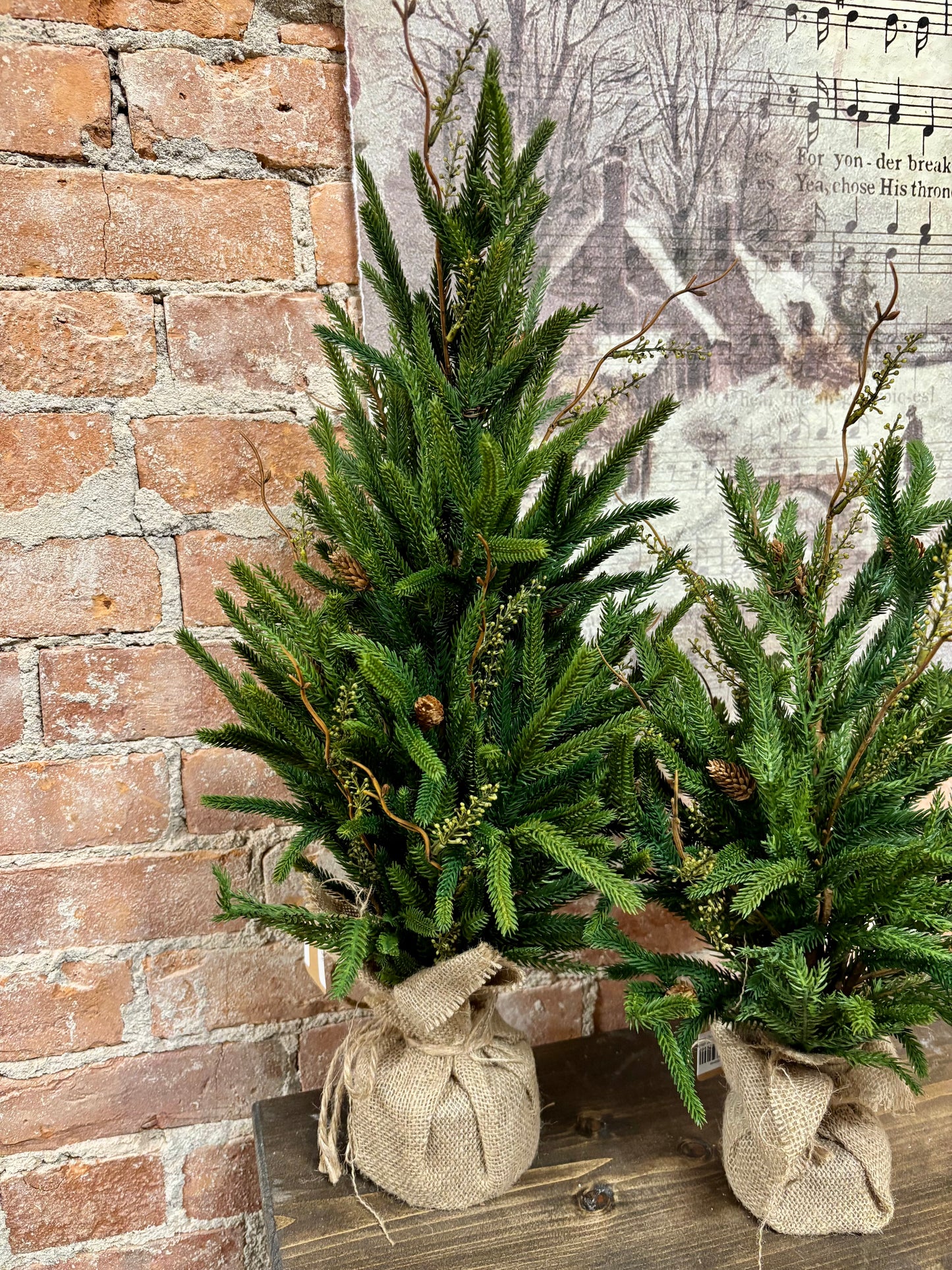Real Touch Pine Tree w/ Burlap Base