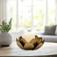 Gold Leaf Metal Candleholder with Battery Operated Candle