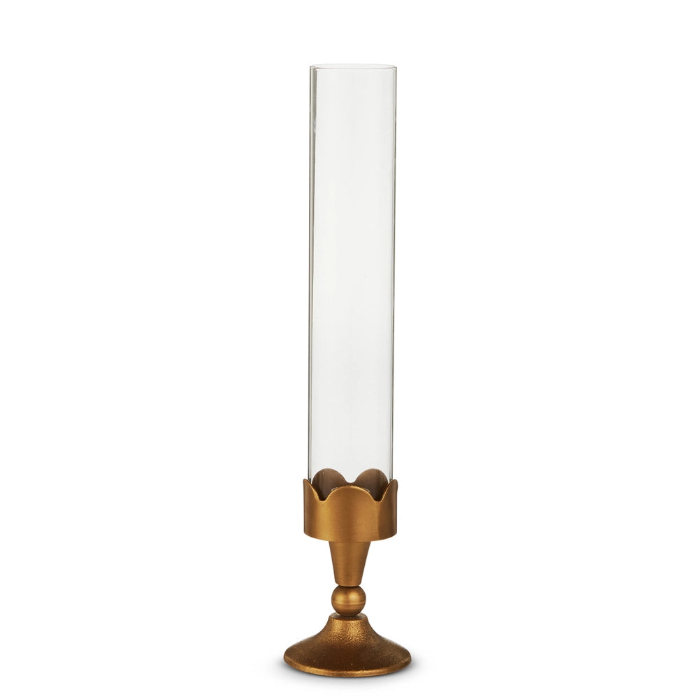 Gold Scalloped Hurricane Candlestick