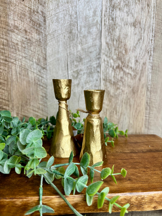 S/2 GOLD CANDLE HOLDERS