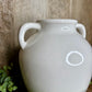WIDE WHITE HANDLE VASE