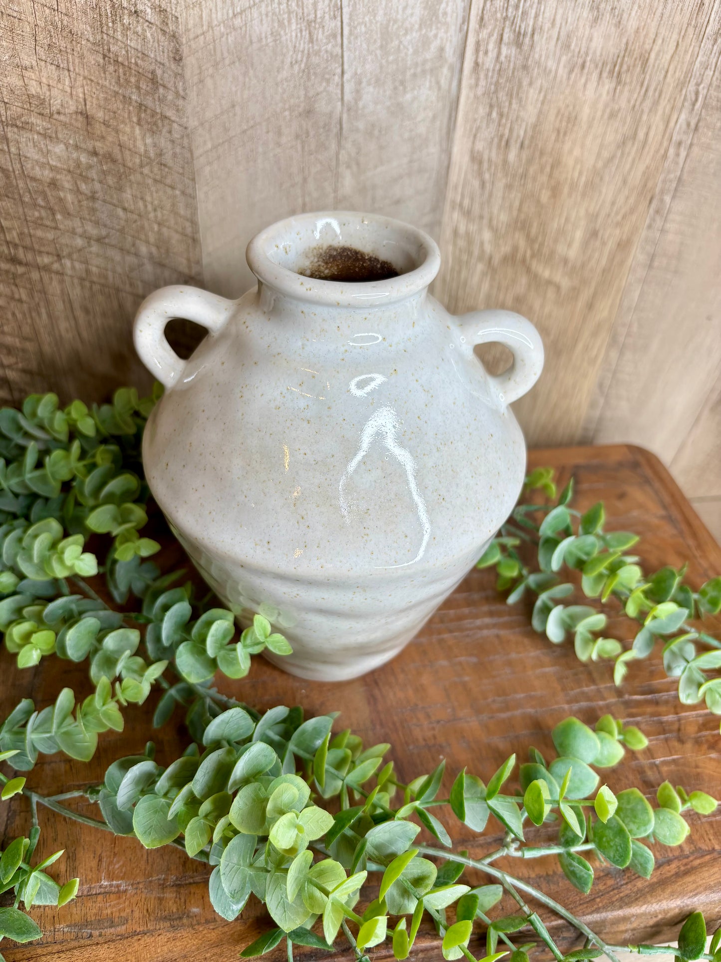 CREAM COLOR HANDLE VASE