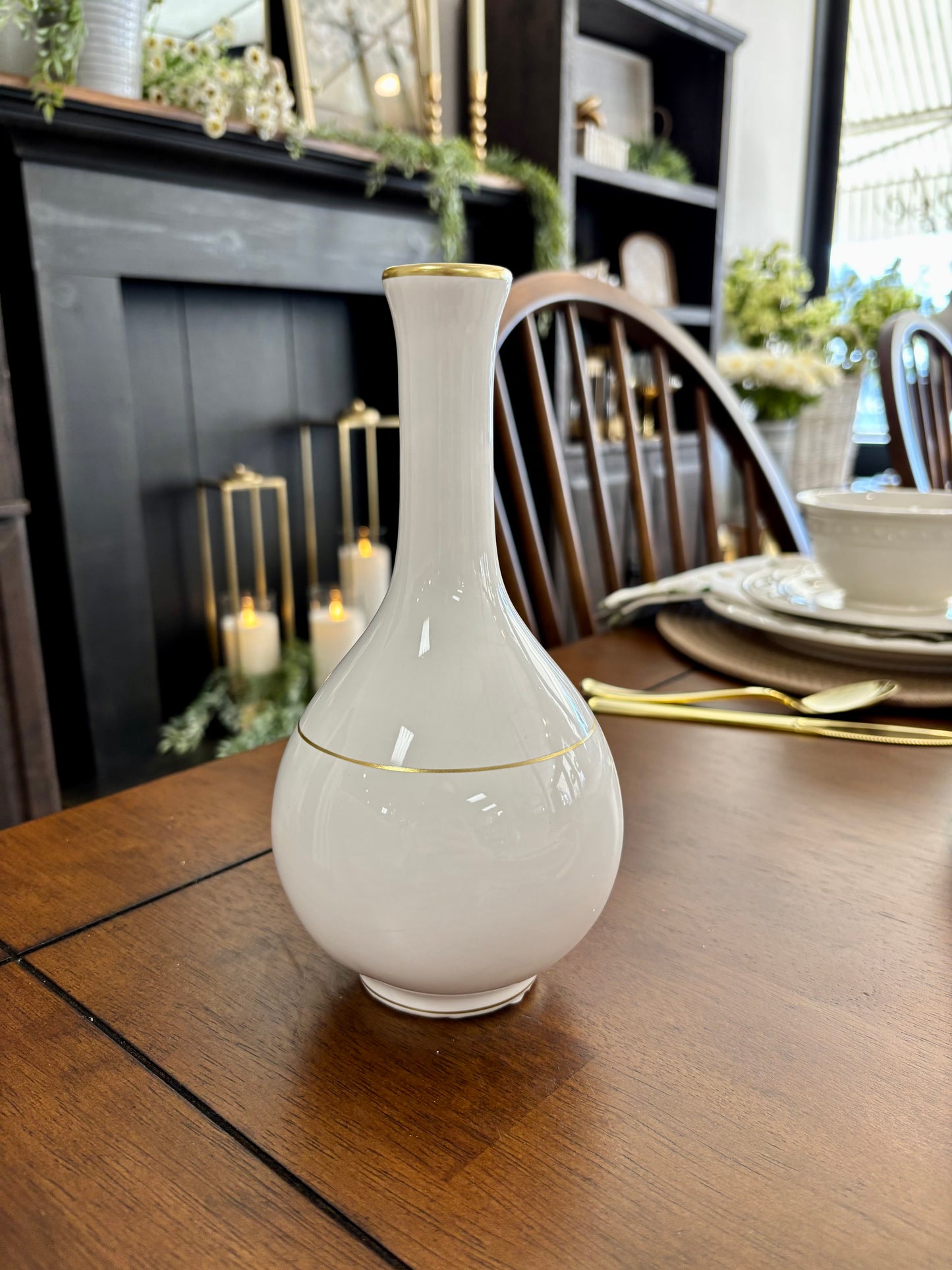 Gold Accent White Vases