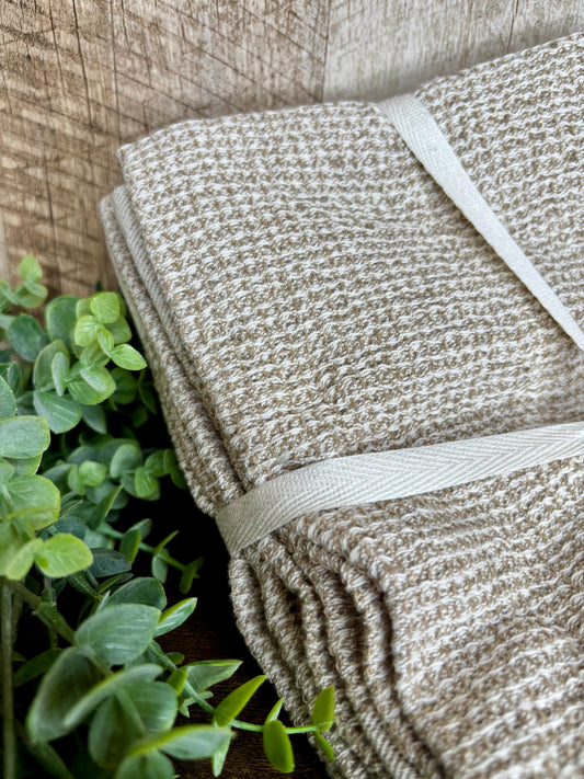 BEIGE WAFFLE TOWELS