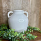 WIDE WHITE HANDLE VASE