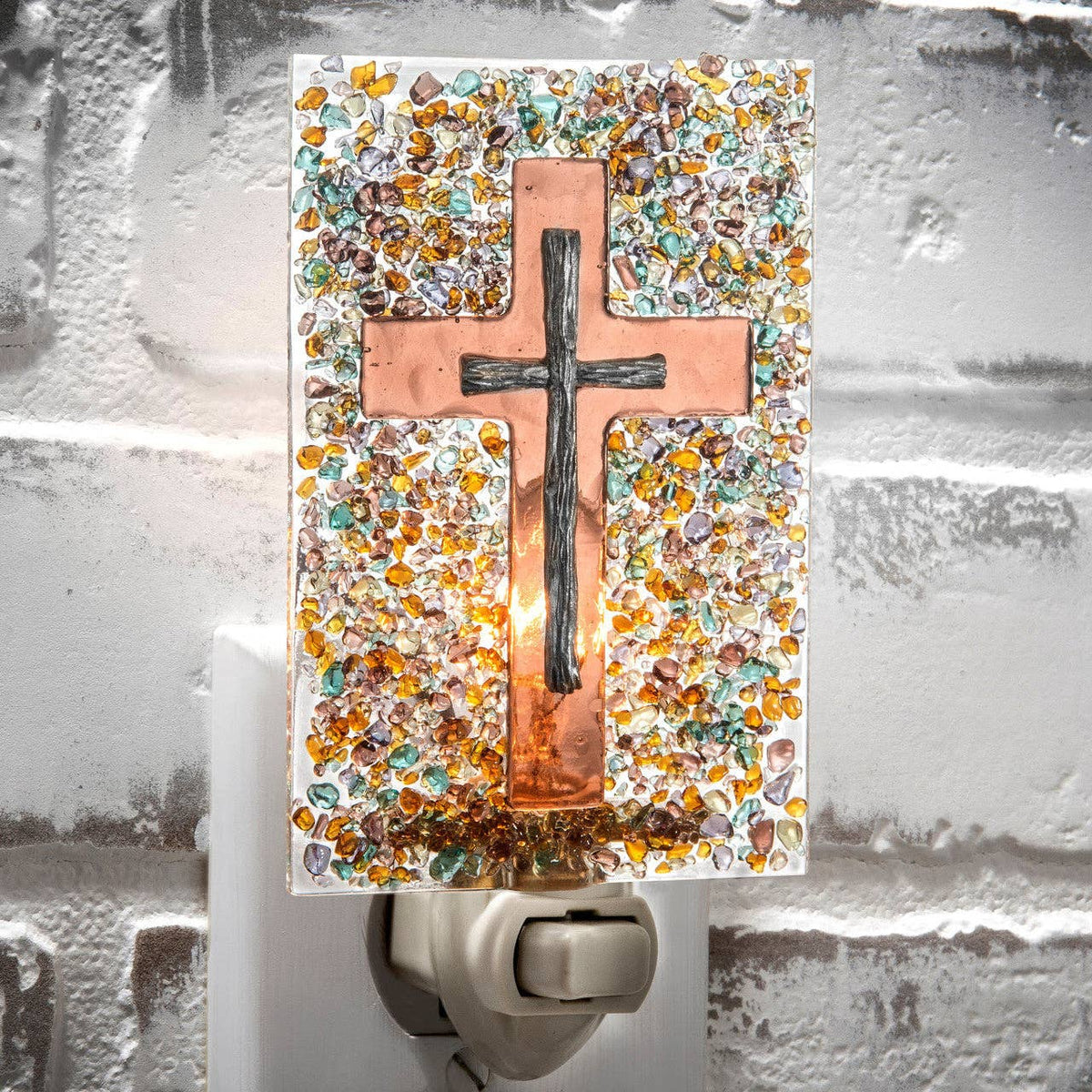 Stained Glass Cross Night Light