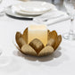 Gold Leaf Metal Candleholder with Battery Operated Candle