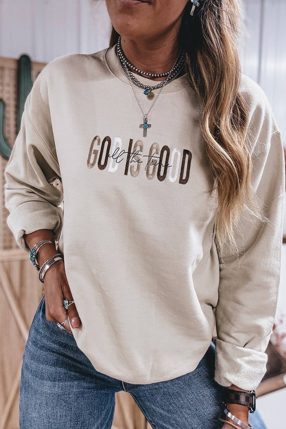 GOD IS GOOD Embroidered Sweatshirt