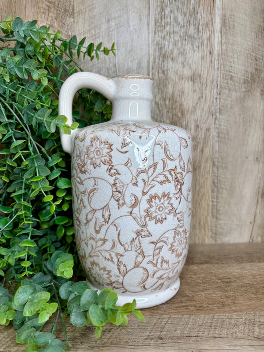 BEIGE HEIRLOOM HANDLE VASE