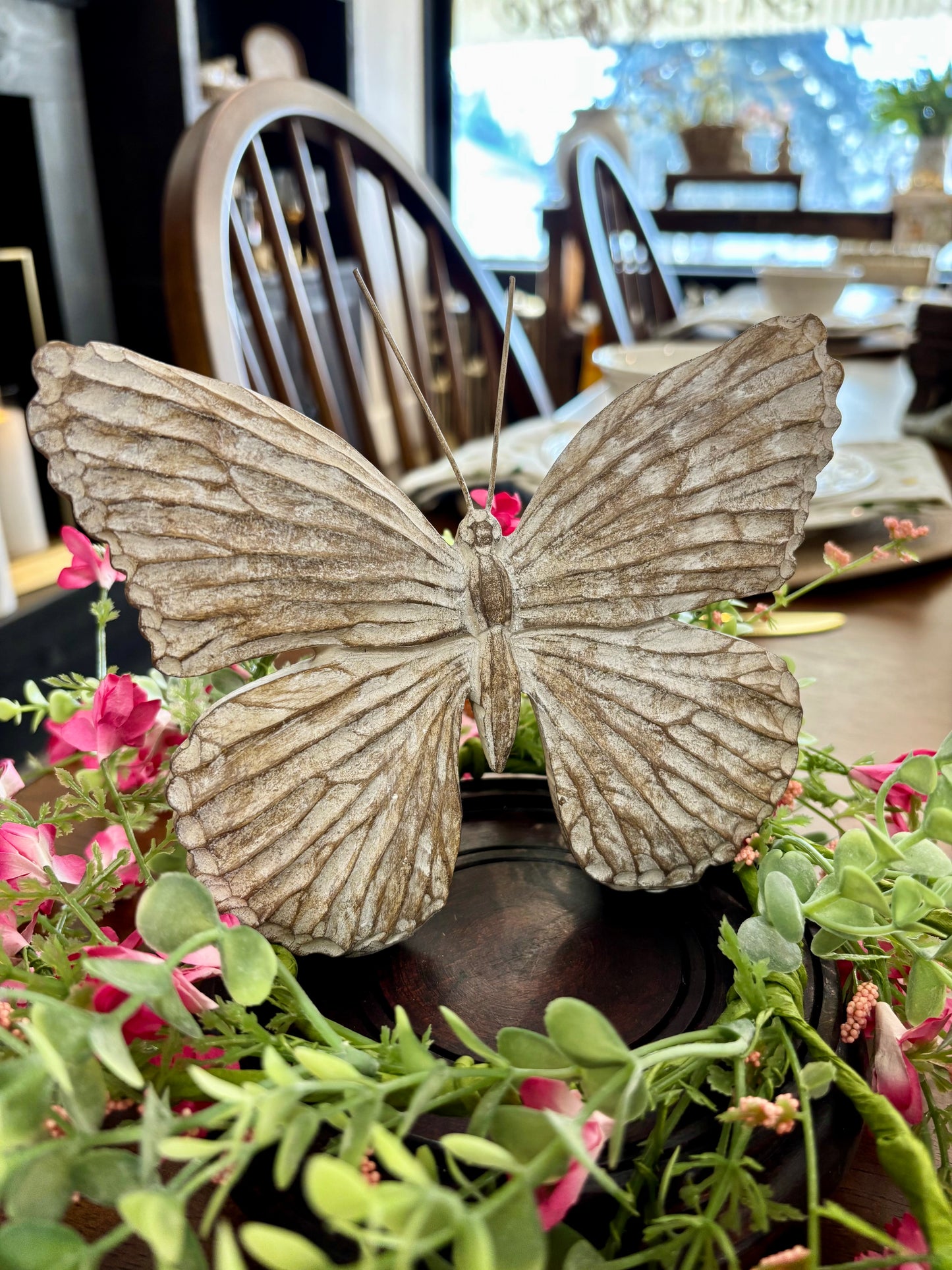 Whitewash Carved Butterfly