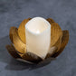 Gold Leaf Metal Candleholder with Battery Operated Candle