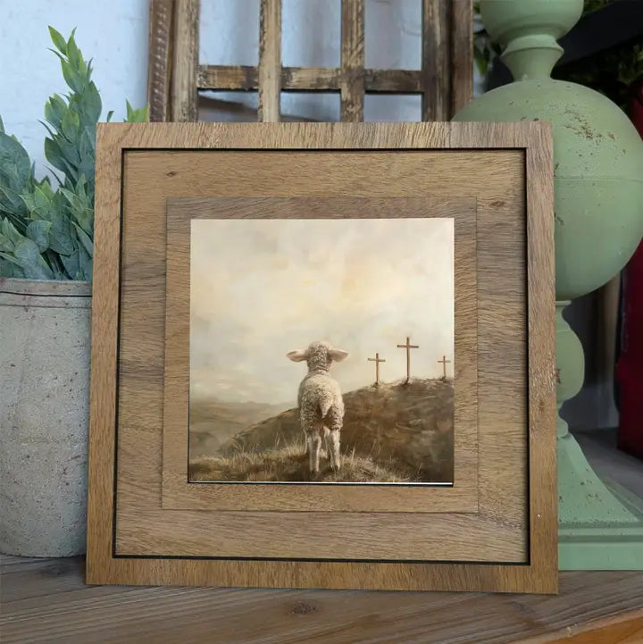 3 Crosses Lamb Framed Art