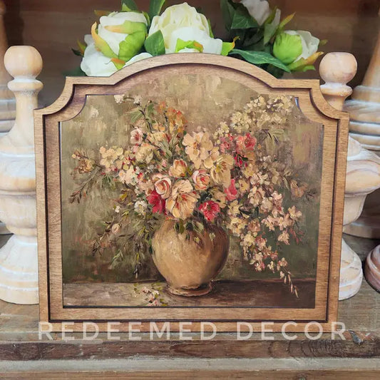 Rustic Floral Vase Framed Art