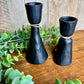 S/2 BLK CANDLE STANDS