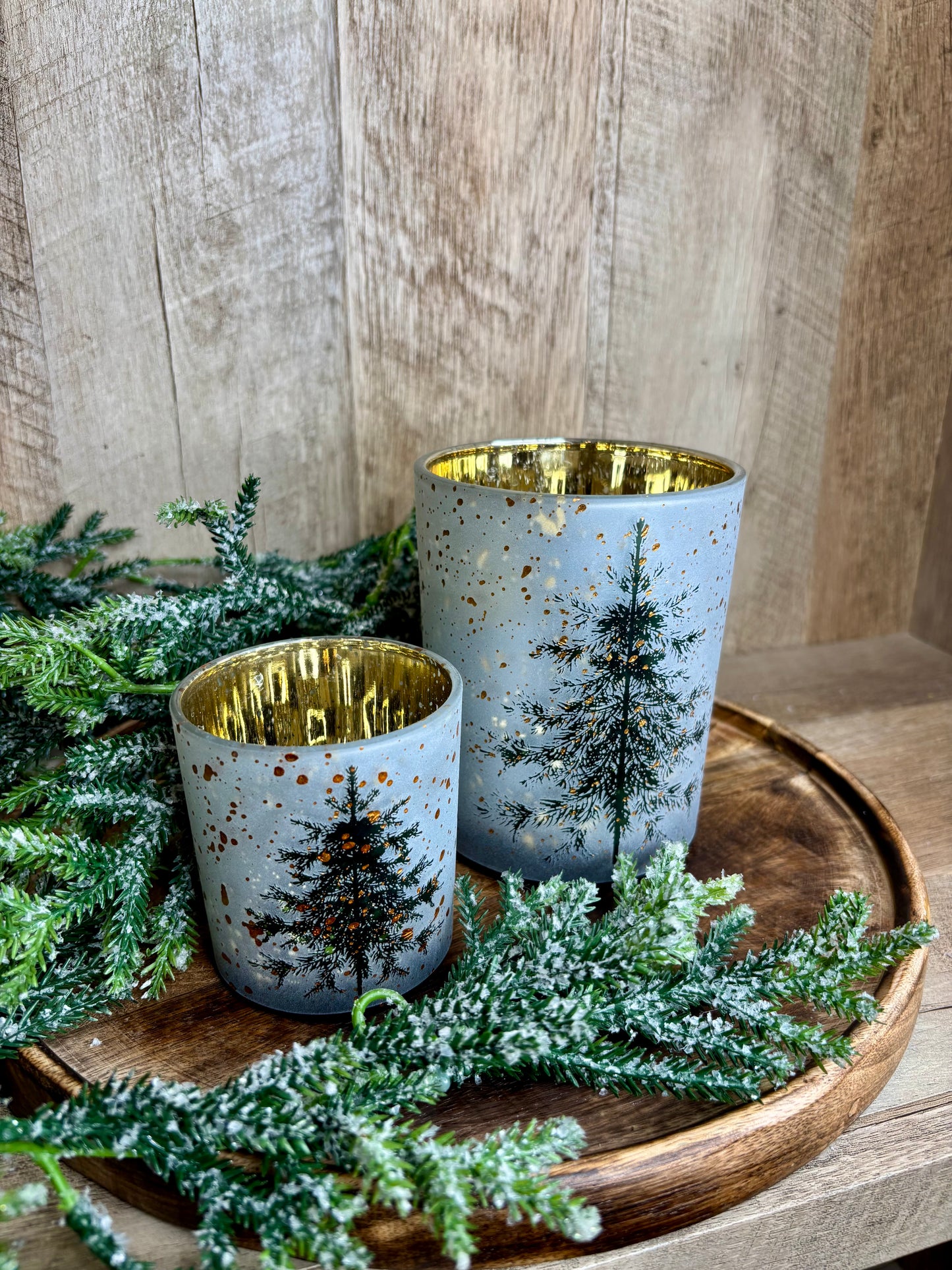 GOLD TREE DOTS LANTERN S/2