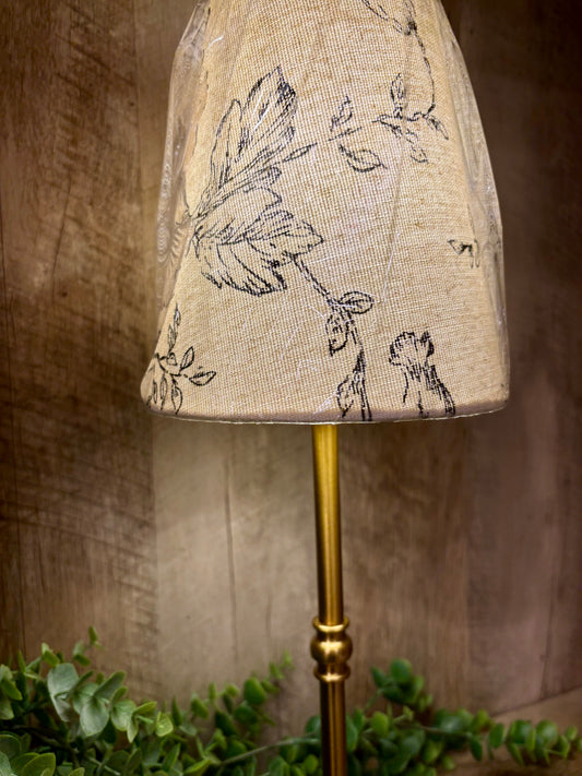 LED LAMP W/ IVORY FLORAL LAMPSHADE