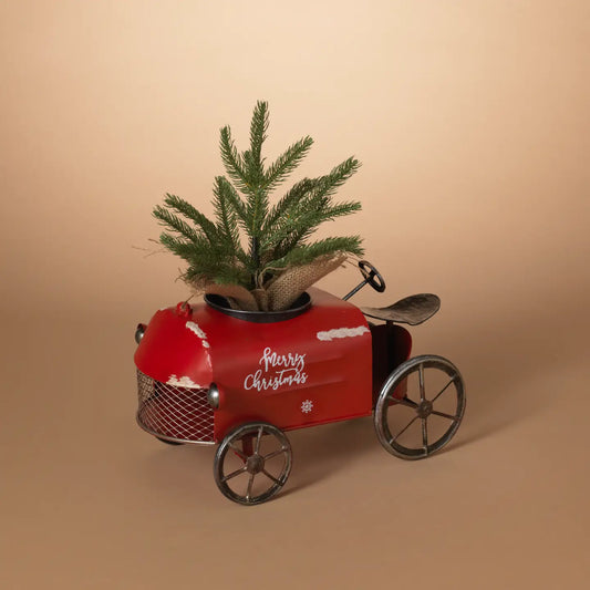 Metal Holiday Tractor Decorative Figurine