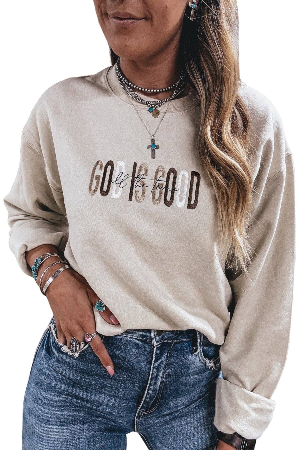 GOD IS GOOD Embroidered Sweatshirt