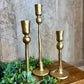 S/3 GOLD IRON BALL CANDLE STANDS