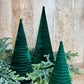 S/3 EMERALD VELVET CONE TREES