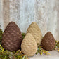 6" LT BRN/DK BRN FLOCKED PINECONES