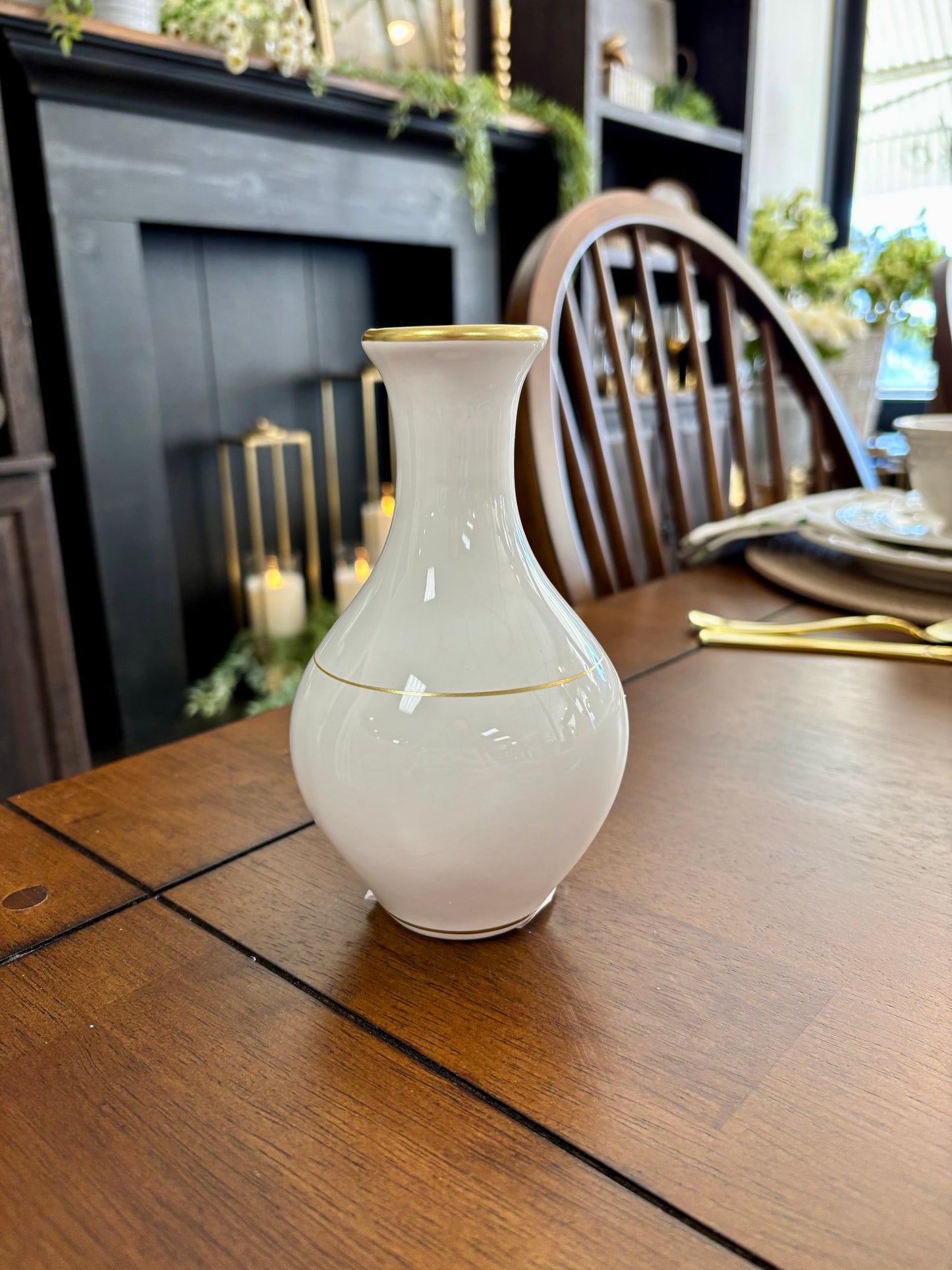 Gold Accent White Vases