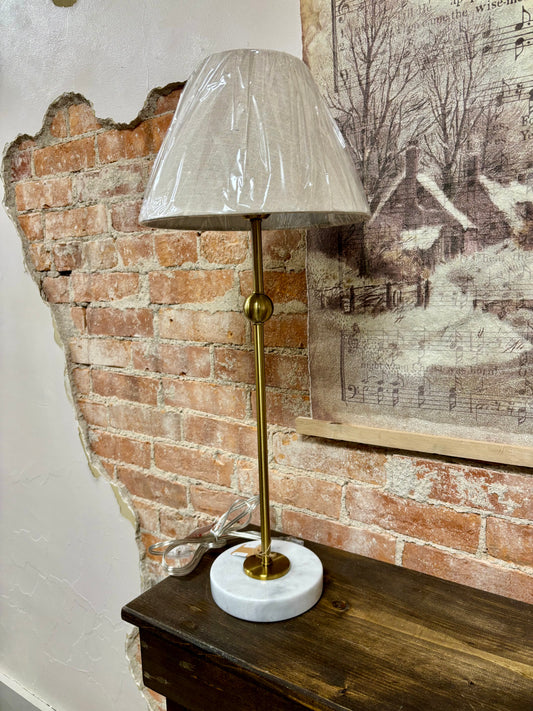 BRUSH GOLD LAMP W/ MARBLE BASE