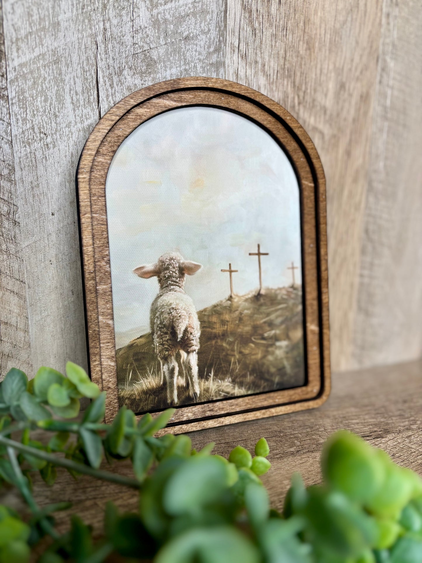 3 Crosses Lamb Framed Art