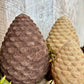 6" LT BRN/DK BRN FLOCKED PINECONES