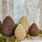 6" LT BRN/DK BRN FLOCKED PINECONES