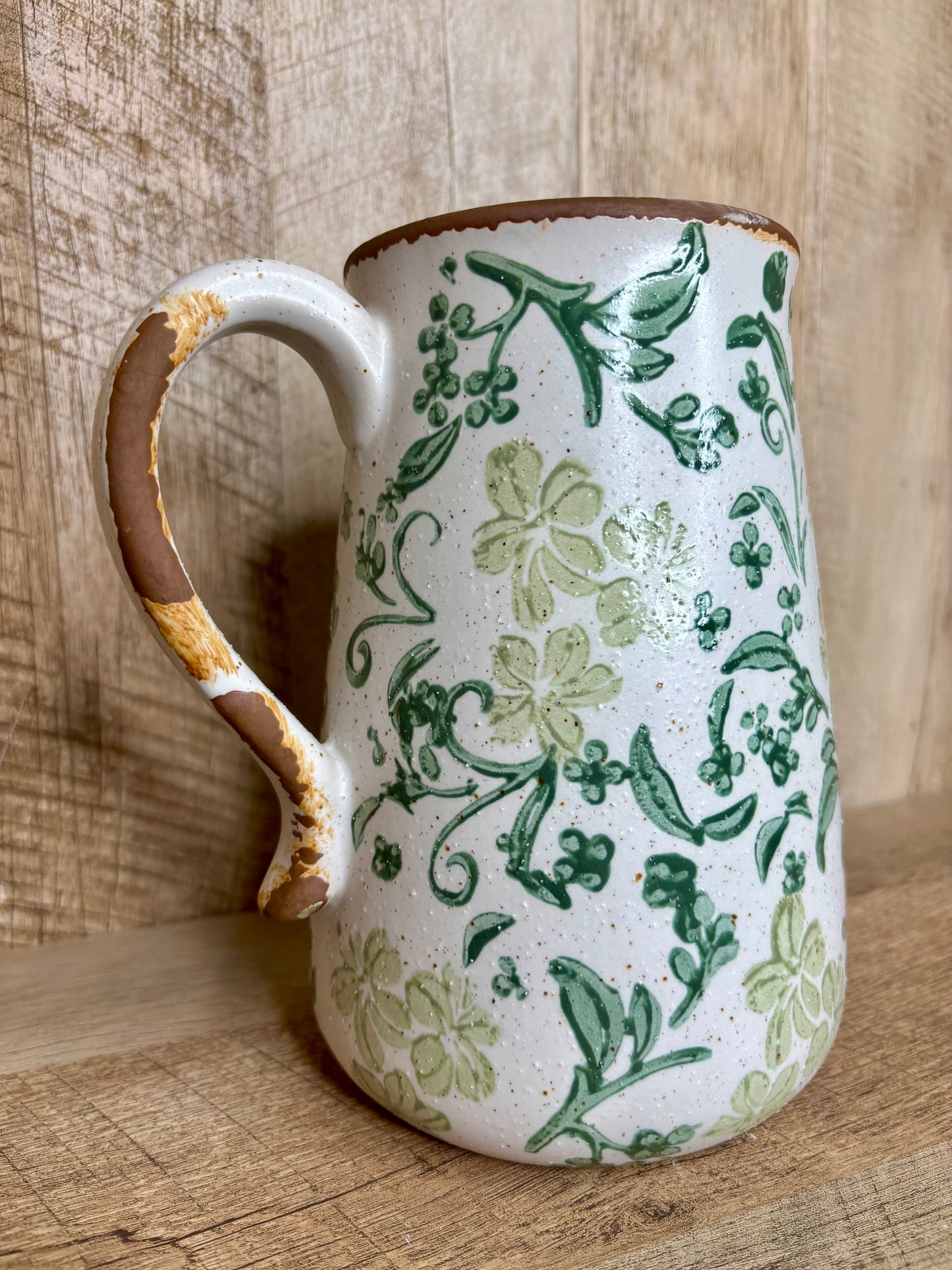 GREEN FLORAL PITCHER
