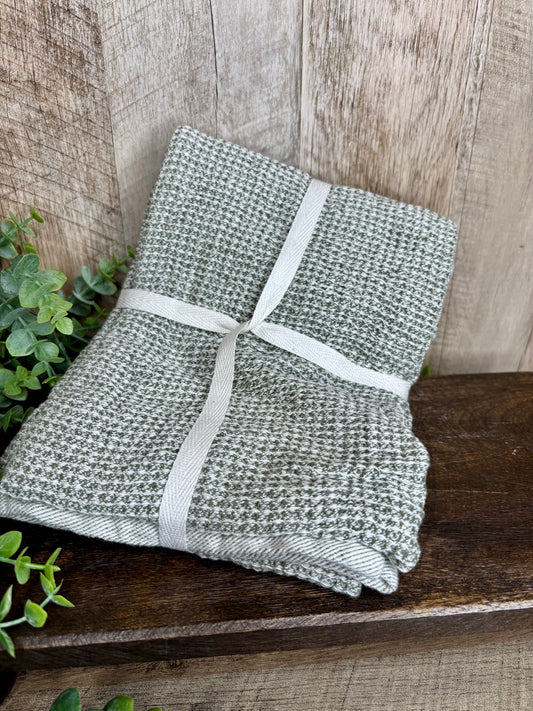 OLIVE WAFFLE TOWELS