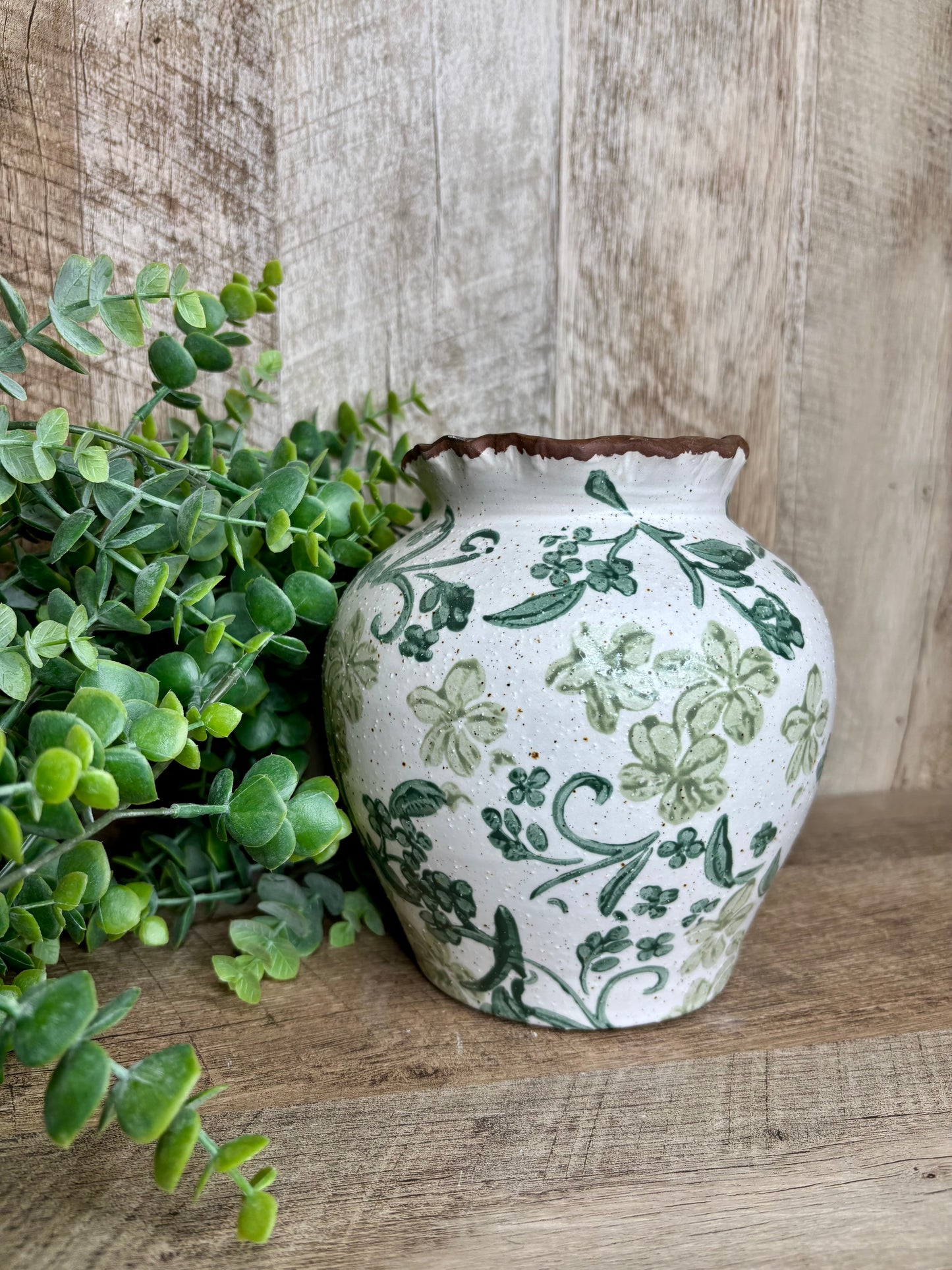 GREEN FLORAL VASE