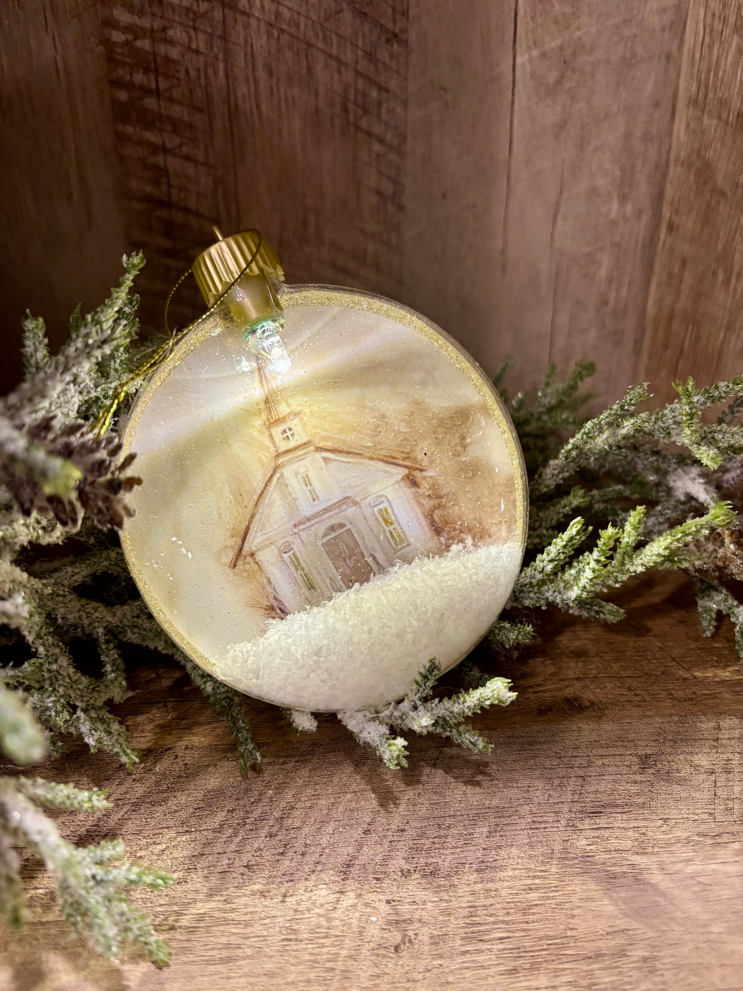 Light Up Church Disk Ornament