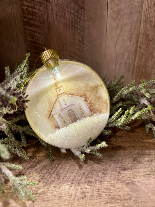 Light Up Church Disk Ornament