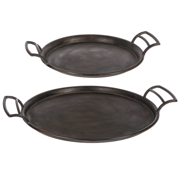 Round Black Tray with Handles
