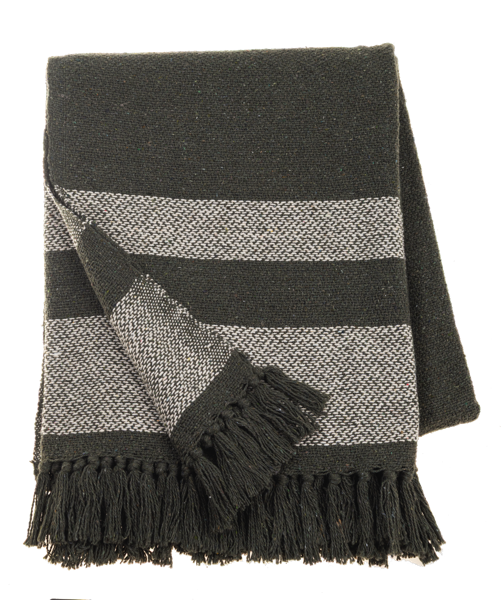 Green Color Block Woven Throw